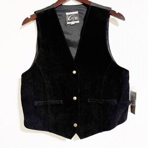 NEW Vintage Global Identity Suede Full Grain Leather Snap Button Vest